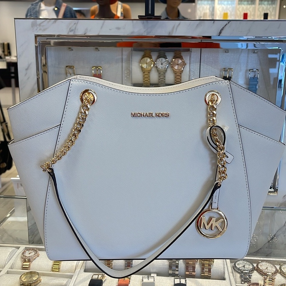 Michael Kors Jet Set Lg Saffiano Leather Chain Shoulder Tote MK
Optic White 
NWT - Picture 15 of 16